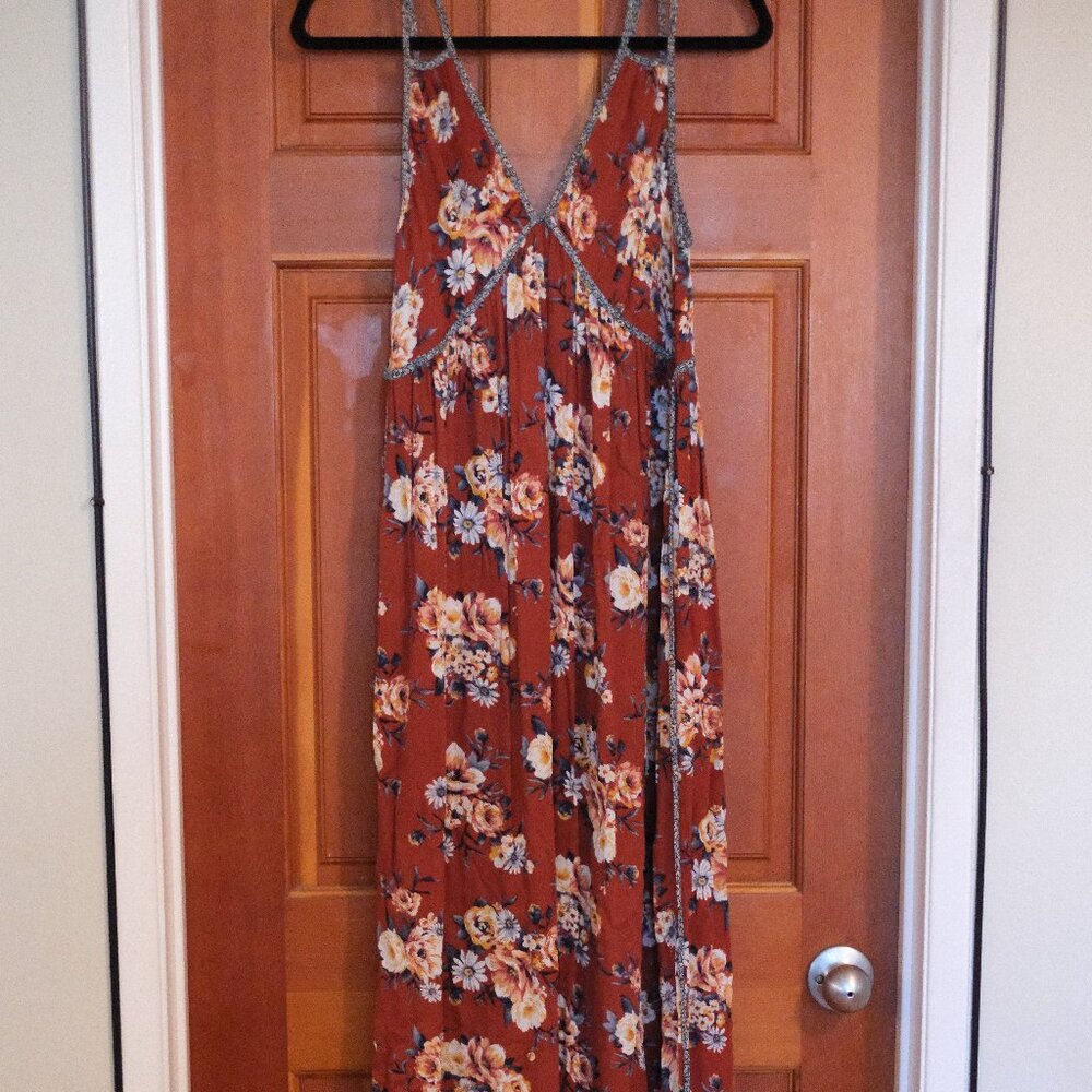 Fall Color Floral Maxi Dress